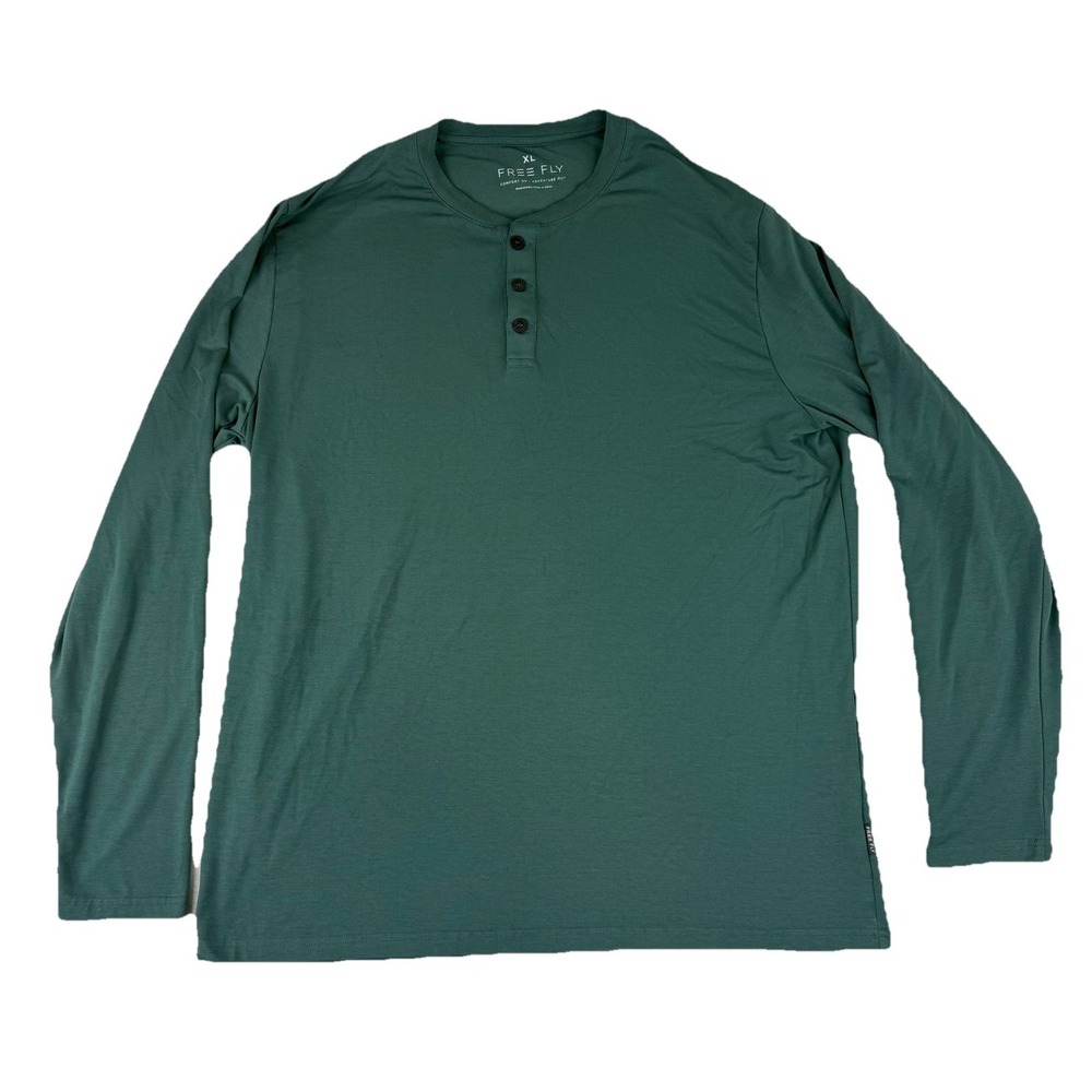 Free Fly Bamboo Flex Long Sleeve Henley Men's‎ Size XL Green Style 9380